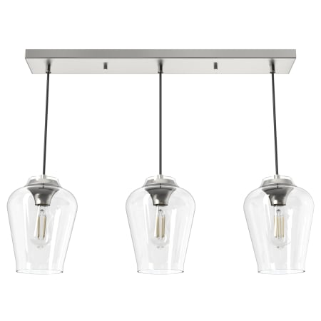 Hunter Vidria 3 Light 28" Wide Linear Pendant Brushed Nickel