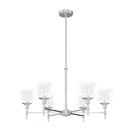 Hunter Xidane 6 Light 32" Wide Chandelier with Clear Glass Shades Brushed Nickel