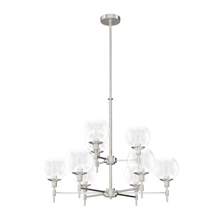 Hunter Xidane 9 Light 32" Wide Chandelier with Clear Glass Shades Brushed Nickel
