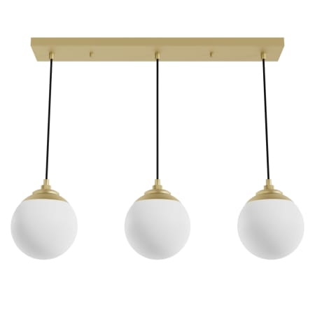 Hunter Hepburn 3 Light 31" Wide Linear Pendant with Shades Painted Modern Brass
