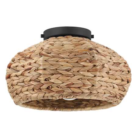 Hunter Cambria 14" Wide Semi-Flush Ceiling Fixture Seagrass / Matte Black