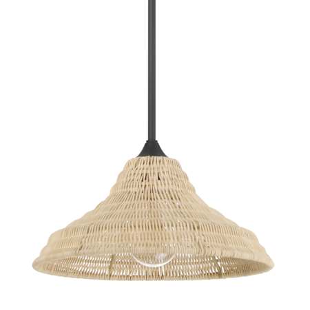 Hunter Agoura 14" Wide Pendant Natural Rattan / Matte Black