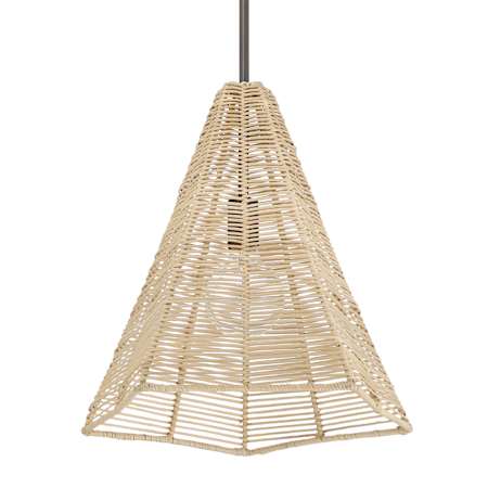 Hunter Comet 16" Wide Pendant Natural Rattan / Matte Bronze
