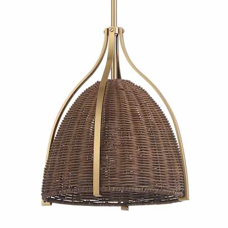 Hunter Arcelia 12" Wide Pendant Alturas Gold / Rattan