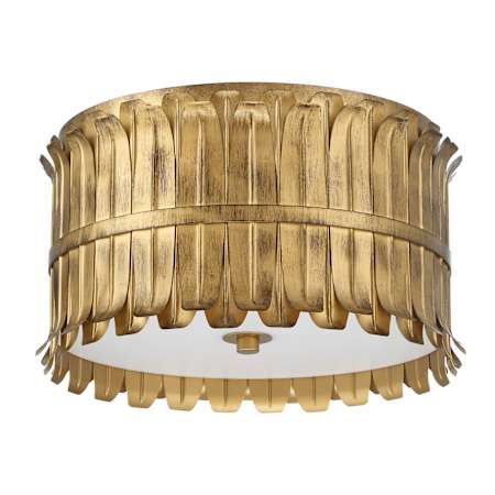 Hunter Valdaz 3 Light 15" Wide Flush Mount Drum Ceiling Fixture Brushed Luxe Gold