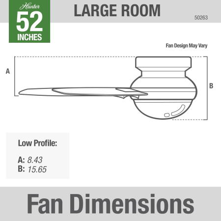 Hunter 50263 Cranbrook Dimension Graphic