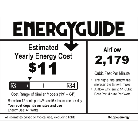 Hunter 50280 Bennett Energy Guide Image