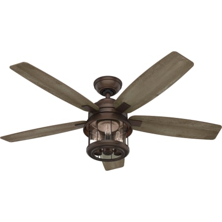 Hunter Coral Bay 52" 5 Blade Indoor / Outdoor LED Ceiling Fan with Remote Control Weathered Copper