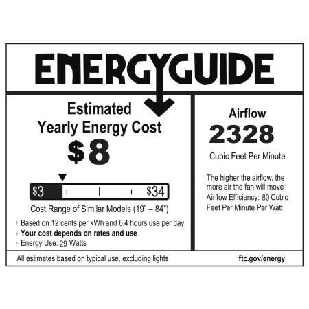 Hunter 52062 Low Profile Energy Guide Image