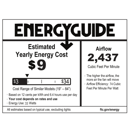 Hunter 52089 Watson Energy Guide Image