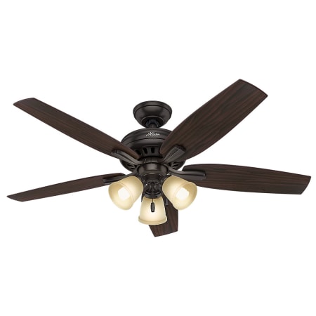 Hunter Newsome 52" Indoor Ceiling Fan - 5 Reversible Blades and LED Light Kit Included Premier Bronze