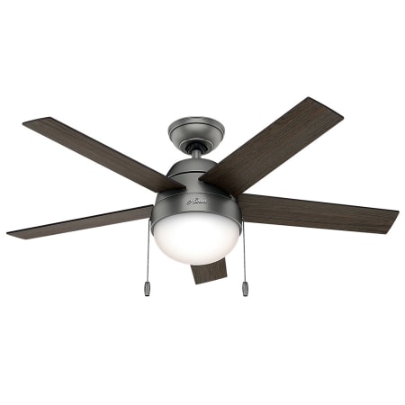 Hunter Anslee 46" Indoor Ceiling Fan - 5 Reversible Blades and LED Light Kit Included Matte Silver