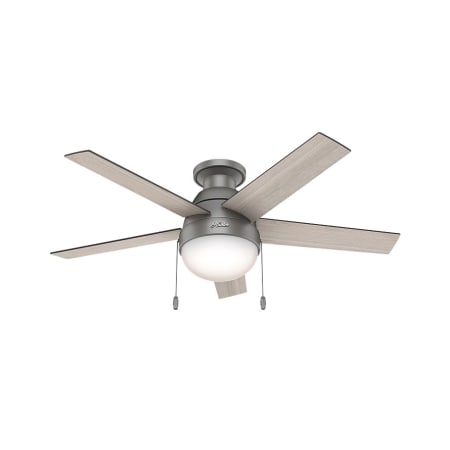 Hunter Anslee 46" 5 Blade Hugger Indoor Ceiling Fan with Reversible Blades and LED Light Kit Matte Silver