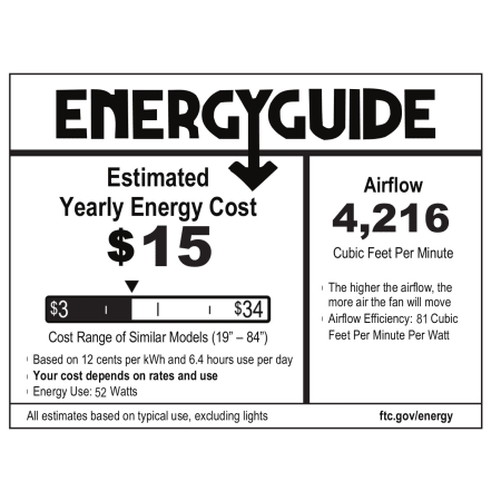 Hunter 59381 Apache Energy Guide Image