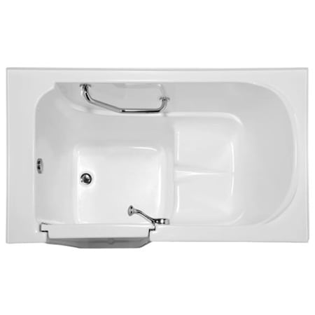 Hydrosystems Walk-In 52" Three Wall Alcove Gel Coat Air Tub with Left Drain, Drain Assembly, and Overflow White