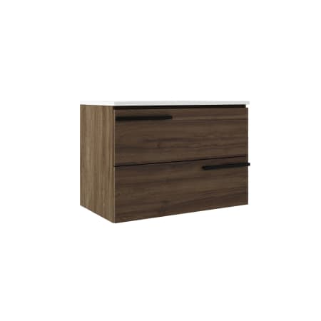 ICO Bath Accent 32" Wide Single Basin Vanity Set with Cabinet, Stone Composite Vanity Sink Top, and Frameless Mirror Dark Walnut