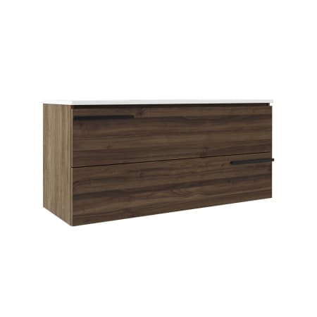 ICO Bath Accent 48" Wide Single Basin Vanity Set with Cabinet, Stone Composite Vanity Sink Top, Frameless Mirror, and Decorative Legs with Towel Holder Dark Walnut