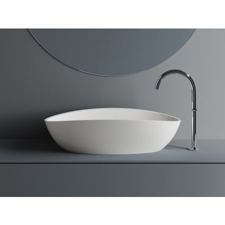 ICO Bath Calma 23-1/2" Oval Stone Composite Vessel Bathroom Sink Gloss White