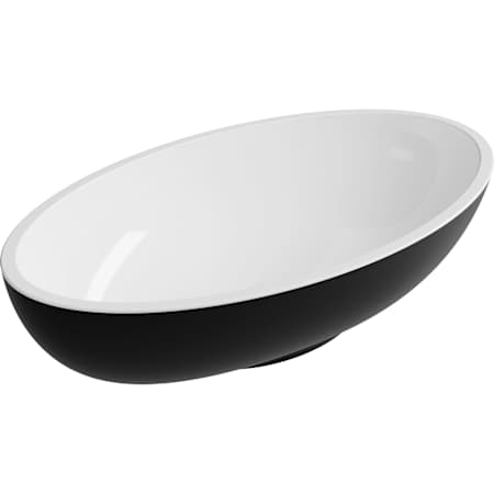 ICO Bath Calma 11-3/4" Oval Cast Marble Composite Vessel Bathroom Sink White / Black