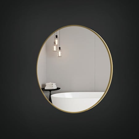 ICO Bath Brio 30" Diameter Circular Flat Framed Wall Mounted Bathroom Mirror Brushed Bronze