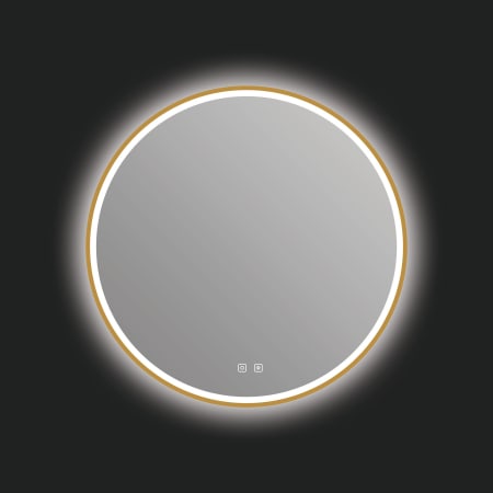 ICO Bath Denver 30" Diameter Modern Circular Aluminum Framed Bathroom Wall Mirror with Light Brushed Gold