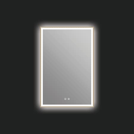 ICO Bath Eden 24" W x 36" H Modern Rectangular Aluminum Framed Bathroom Wall Mirror with Light Brushed Bronze