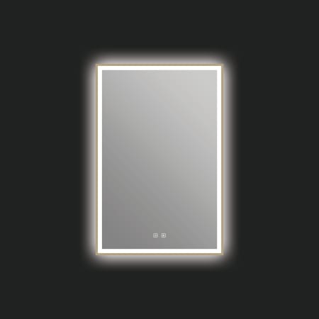ICO Bath Eden 24" W x 36" H Modern Rectangular Aluminum Framed Bathroom Wall Mirror with Light Brushed Bronze