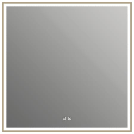 ICO Bath Eden 36" W x 36" H Modern Square Aluminum Framed Bathroom Wall Mirror with Light Brushed Bronze