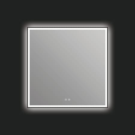 ICO Bath Eden 36" W x 36" H Modern Square Aluminum Framed Bathroom Wall Mirror with Light Matte Black