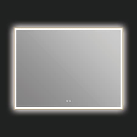 ICO Bath Eden 48" W x 36" H Modern Rectangular Aluminum Framed Bathroom Wall Mirror with Light Brushed Bronze