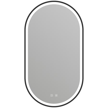 ICO Bath Kiara 20" W x 36" H Modern Oval Aluminum Framed Bathroom Wall Mirror with LED Lighting Matte Black
