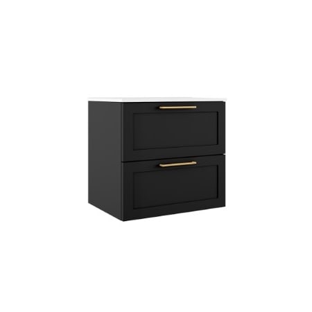 ICO Bath Rhythm 24" Wide Single Basin Vanity Set with Cabinet, Stone Composite Vanity Sink Top, Modern Legs, and Handle Pull Matte Black