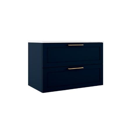 ICO Bath Rhythm 36" Wide Vanity Set with Cabinet, Stone Composite Vanity Cabinet Top, and Handle Pull - Less Sink Navy Blue