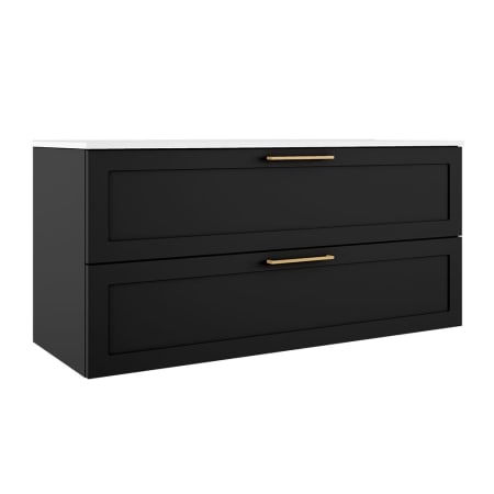 ICO Bath Rhythm 48" Wide Vanity Set with Cabinet, Stone Composite Vanity Cabinet Top, and Frameless Mirror - Less Sink Matte Black