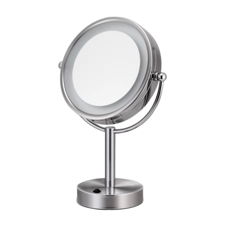 ICO Bath Volkano 10-7/8" W x 16" H Modern Circular Framed Bathroom Mirror with LED Lighting Brushed Nickel