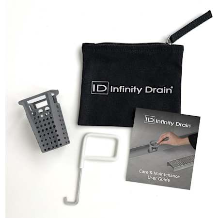 Infinity Drain Hair Maintenance Kit – Includes Maintenance Guide, AKEY Lift-Out Key, and HB 32 Hair Basket Grey