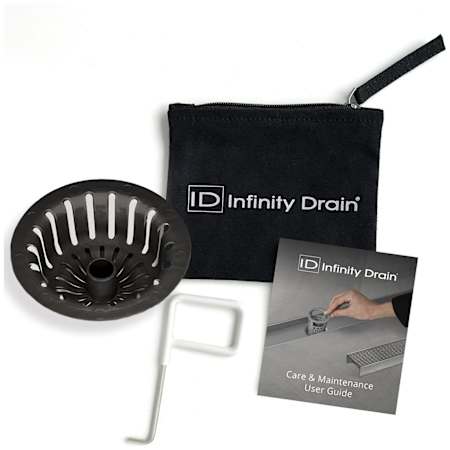 Infinity Drain Hair Maintenance Kit – Includes Maintenance Guide, DKEY Lift-Out Key, and HS 4 Hair Strainer Black
