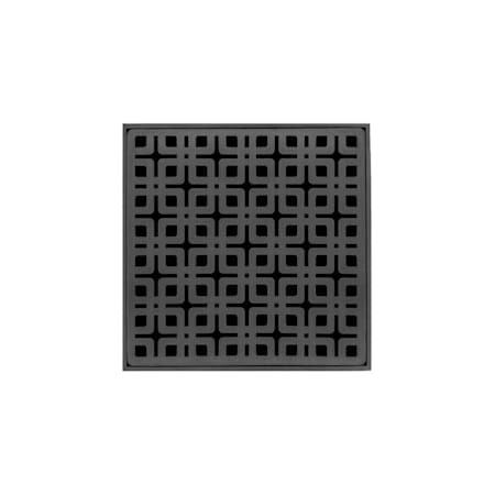 Infinity Drain 5" x 5" KD 5 Center Drain Kit with Link Pattern Decorative Plate, Cast Iron Drain Body for Hot Mop and 2" Outlet Gunmetal