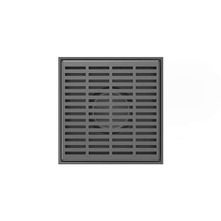 Infinity Drain 5" x 5" LND 5 Slotted Pattern Center Drain Kit, PVC Bonded Flange, 2", 3" and 4" Outlet Gunmetal