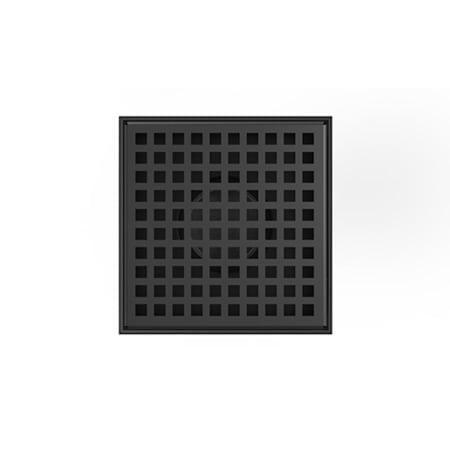 Infinity Drain 4" x 4" LQD 4 Squares Pattern Center Drain Kit, ABS Bonded Flange, 2", 3" and 4" Outlet Gunmetal