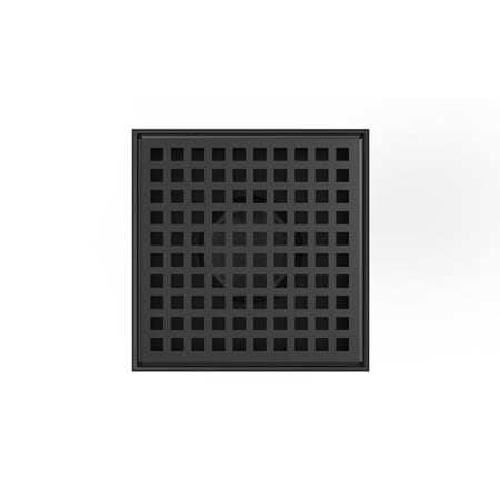Infinity Drain 4" x 4" LQD 4 Squares Pattern Center Drain Kit, Stainless Steel Bonded Flange and 2" No Hub Outlet Gunmetal