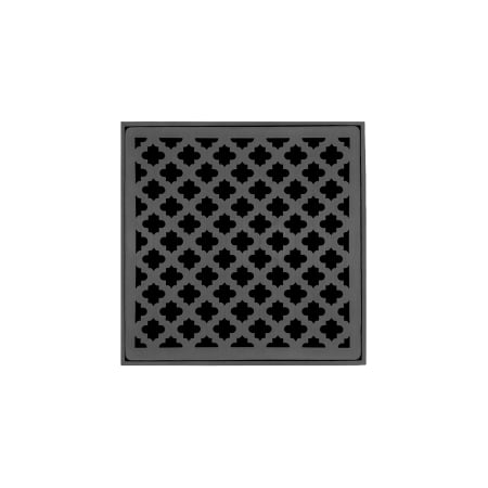 Infinity Drain 5" x 5" MD 5 Center Drain Complete Kit with Moor Pattern Decorative Plate with ABS Drain Body, 2" Outlet Gunmetal