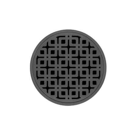 Infinity Drain 5" Round RKD 5 High Flow Center Drain Complete Kit with Link Pattern Decorative Plate with Cast Iron Drain Body, 2" No-Hub Outlet Gunmetal