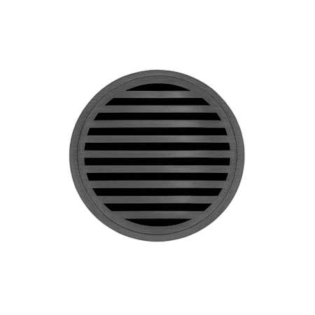 Infinity Drain 5" Round RND 5 Center Drain Complete Kit with Lines Pattern Decorative Plate with Cast Iron Drain Body for Hot Mop, 2" Outlet Gunmetal