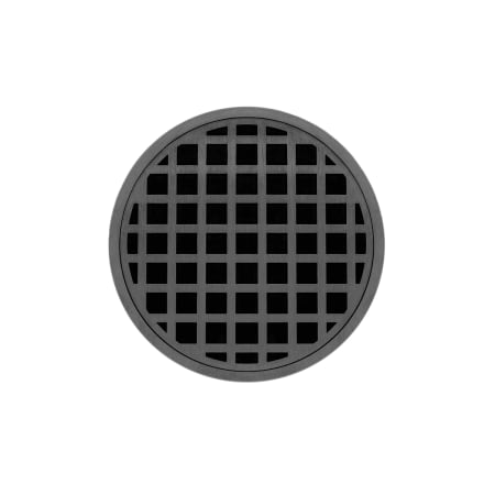 Infinity Drain 5" Round Center Drain with Squares Pattern Decorative Plate and 2" Throat for RQD 5 Gunmetal