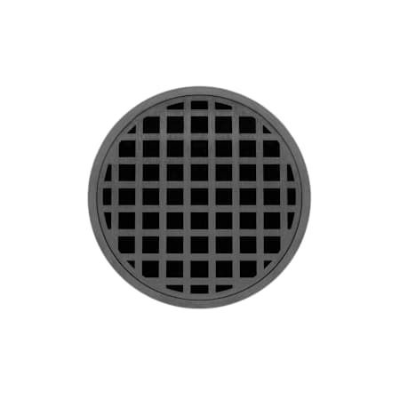 Infinity Drain 5" Round RQD 5 High Flow Center Drain Complete Kit with Squares Pattern Decorative Plate with Cast Iron Drain Body, 3" No-Hub Outlet Gunmetal