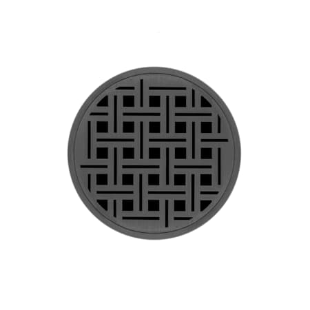 Infinity Drain 5" Round RVD 5 Center Drain Complete Kit with Weave Pattern Decorative Plate with Cast Iron Drain Body for Hot Mop, 2" Outlet Gunmetal