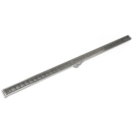 Infinity Drain 36" Site Sizable Low Profile Stainless Steel Linear Drain Complete Kit with 1-1/2" Wedge Wire Grate – Includes PVC Channel, Stop Ends, and Outlet Assembly Satin Stainless
