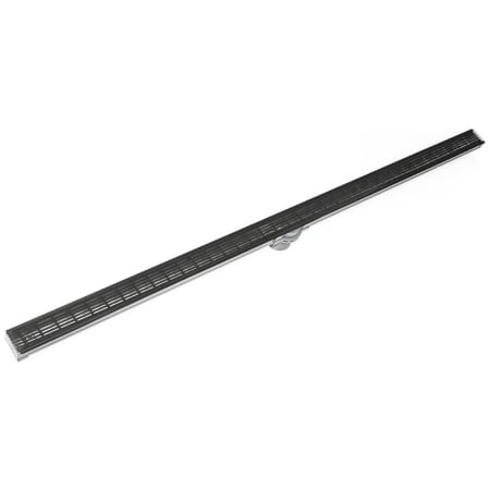 Infinity Drain 48" Site Sizable Low Profile Stainless Steel Linear Drain Complete Kit with 1-1/2" Wedge Wire Grate – Includes PVC Channel, Stop Ends, and Outlet Assembly Gunmetal