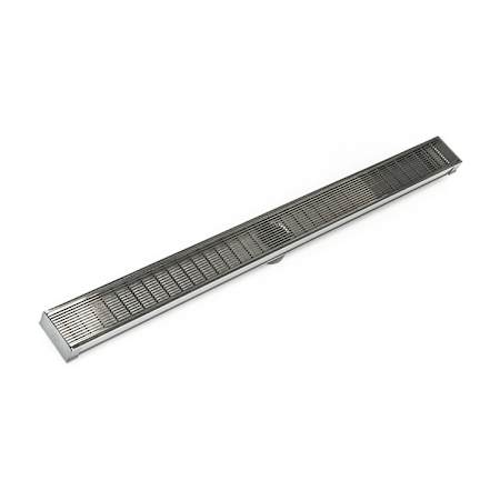 Infinity Drain 60" Site Sizable Low Profile Stainless Steel Linear Drain Complete Kit with 2-1/2" Wedge Wire Grate – Includes PVC Channel, Stop Ends, and Outlet Assembly Satin Stainless